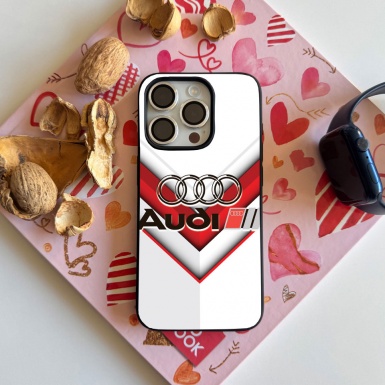 Audi white and red iPhone case with logo