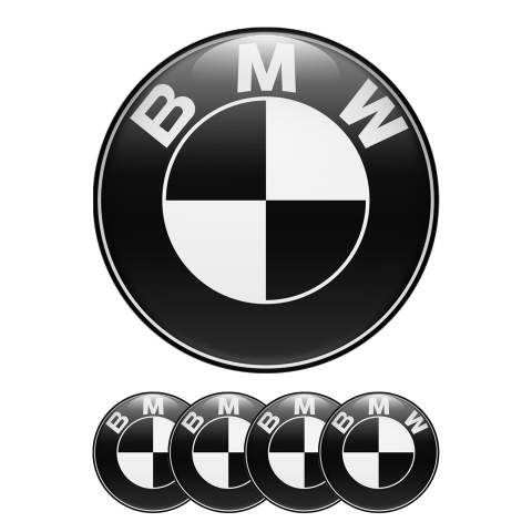 BMW Wheel Cap Emblems Bold Black White Logo