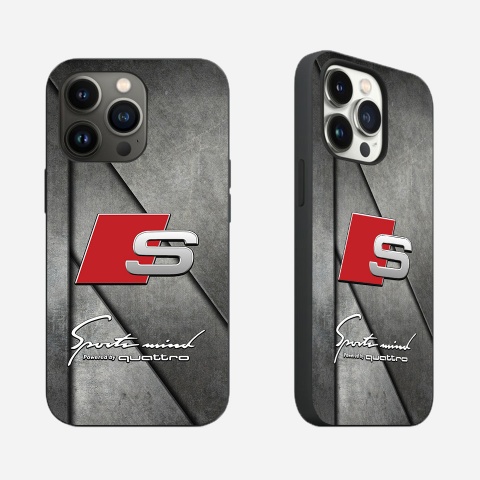 Audi iPhone case  metal color with logo