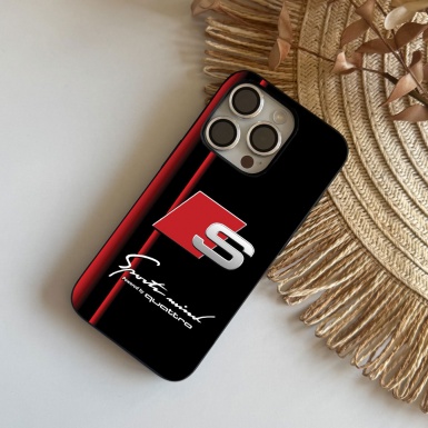 Audi black and red iPhone case with logo