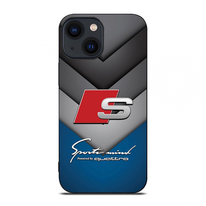 Audi iPhone case blue gray with logo