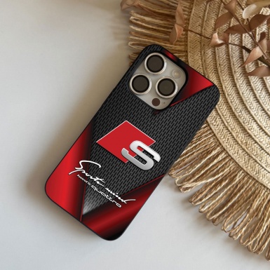 Audi dark red with black lettering iPhone case