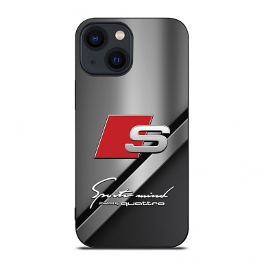 Audi iPhone case black and gray background with inscription