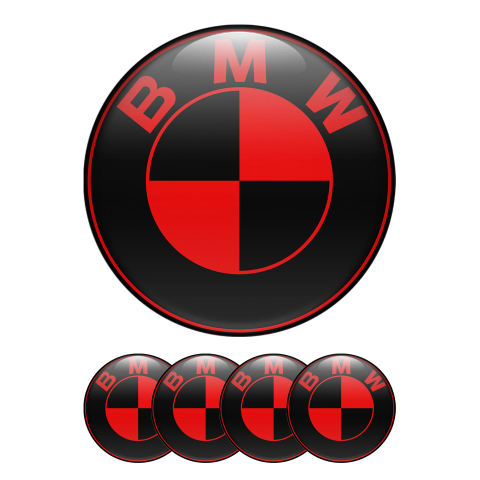 BMW Wheel Cap Emblems Bold Black Red Logo