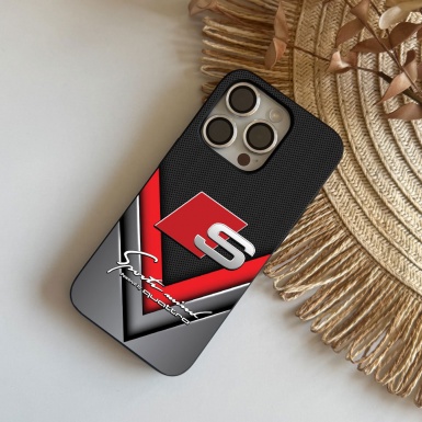 Audi iPhone case black red and gray with inscription