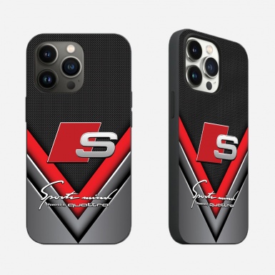 Audi iPhone case black red and gray with inscription