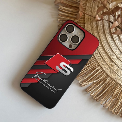 Audi design red and black iPhone case with logo