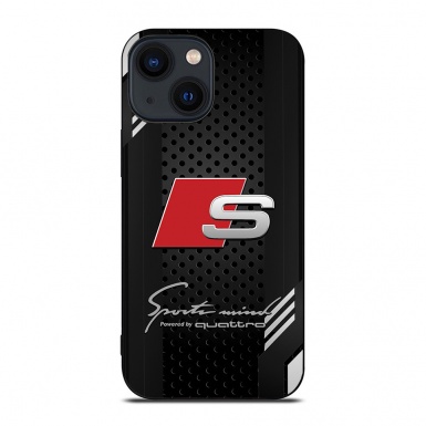 Audi iPhone case black with white stripes with logo