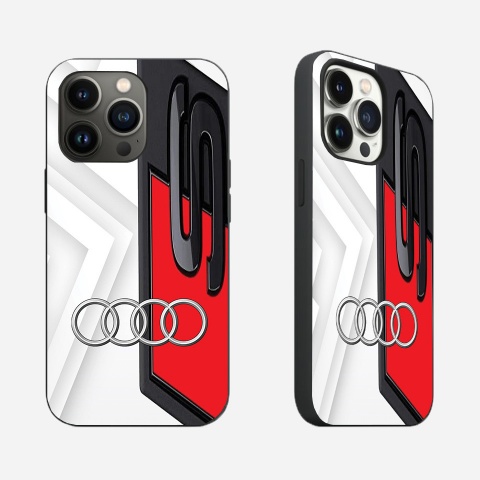 Audi iPhone case black white with logo S 02