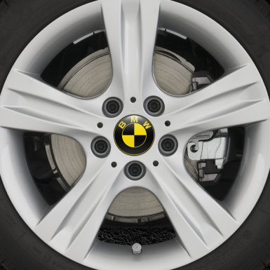 BMW Wheel Cap Emblems Bold Black Yellow Logo