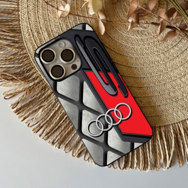 Audi iPhone case background gray diamonds with logo