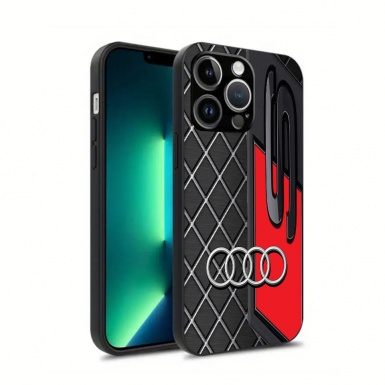 Audi iPhone case rhombus style black and red