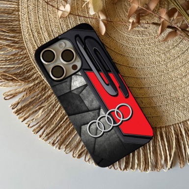 Audi iPhone case gray geometry with S line logo