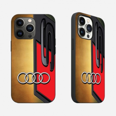 Audi  case for iphone logo S line color gold red and black