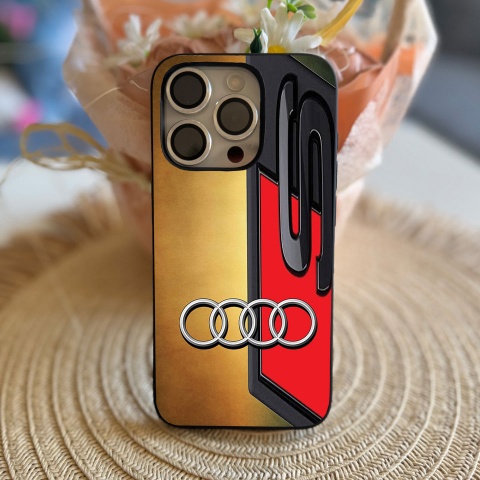 Audi  case for iphone logo S line color gold red and black