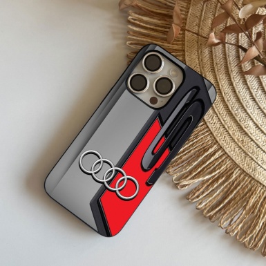 Audi 3D Phone case for iPhone gray black and red