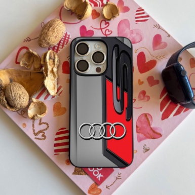 Audi 3D Phone case for iPhone gray black and red