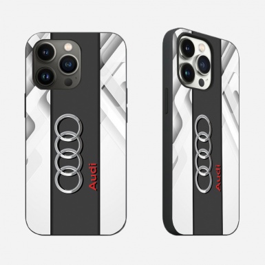 Audi iPhone case with logo in the center color white gray 002