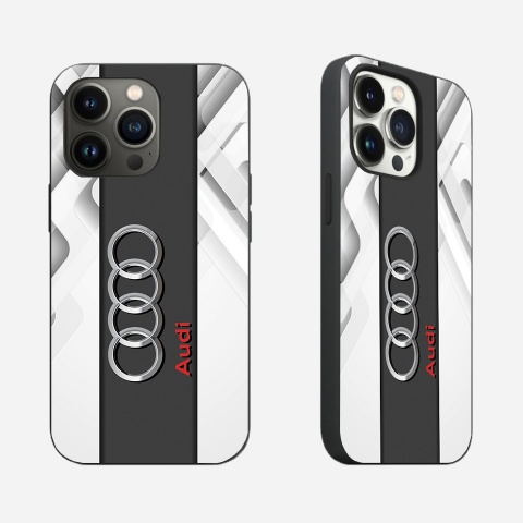 Audi iPhone case with logo in the center color white gray 002