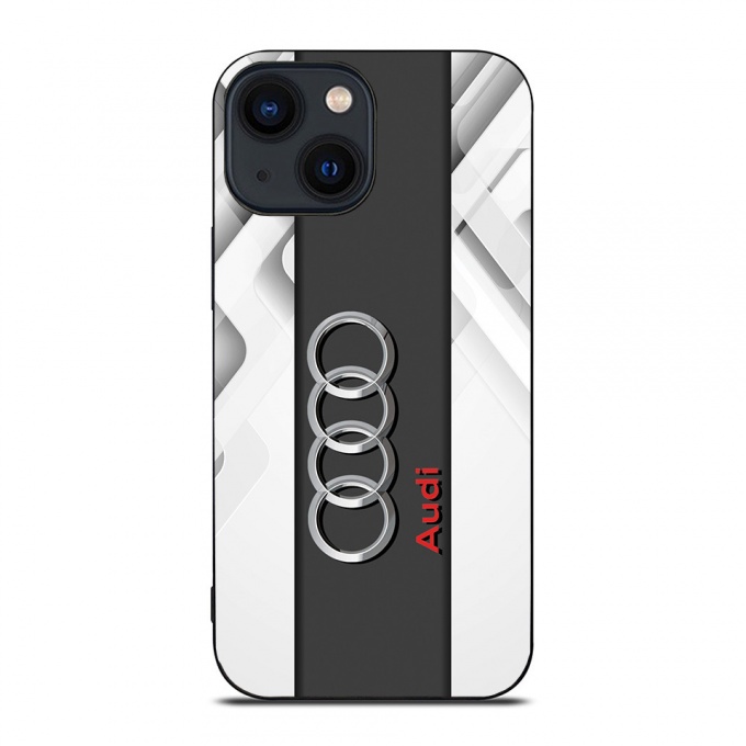 Audi iPhone case with logo in the center color white gray 002