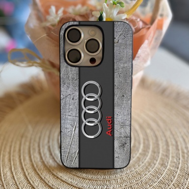 Audi stylish iPhone case with logo in the center color gray 003