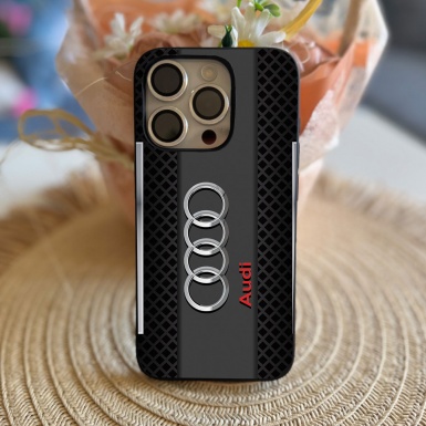 Audi iPhone case design black mesh and gray elements 007