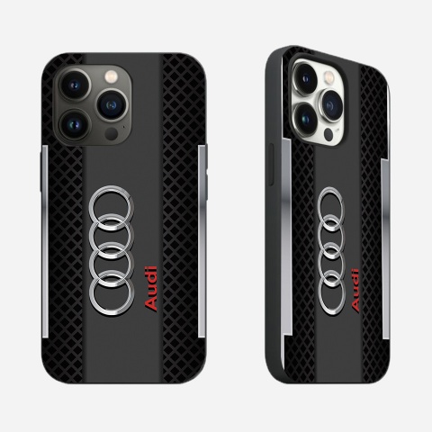 Audi iPhone case design black mesh and gray elements 007