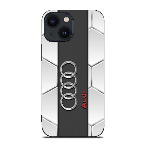 Audi silicone case for iPhone style white honeycomb with logo 008