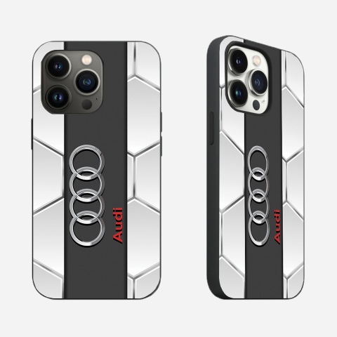 Audi silicone case for iPhone style white honeycomb with logo 008