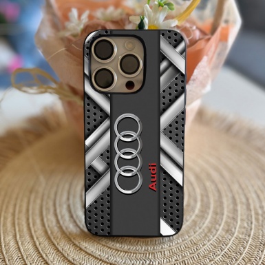 Audi case for iPhone interlaced gray line with logo 010