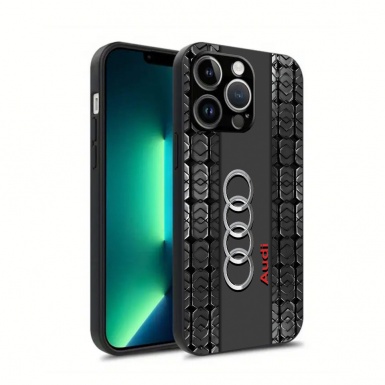 Audi mesh case dark gray with logo for iPhone 011