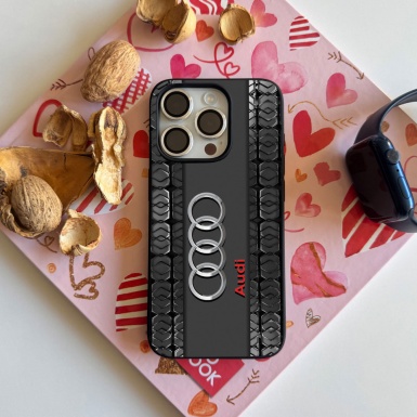 Audi mesh case dark gray with logo for iPhone 011