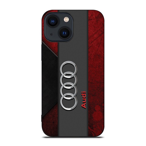 Audi case for iPhone burgundy and gray with logo in the center 012