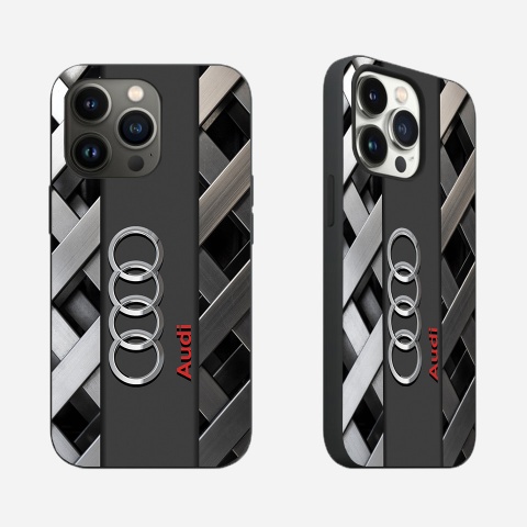 Audi iPhone case gray intertwined elements with logo 015