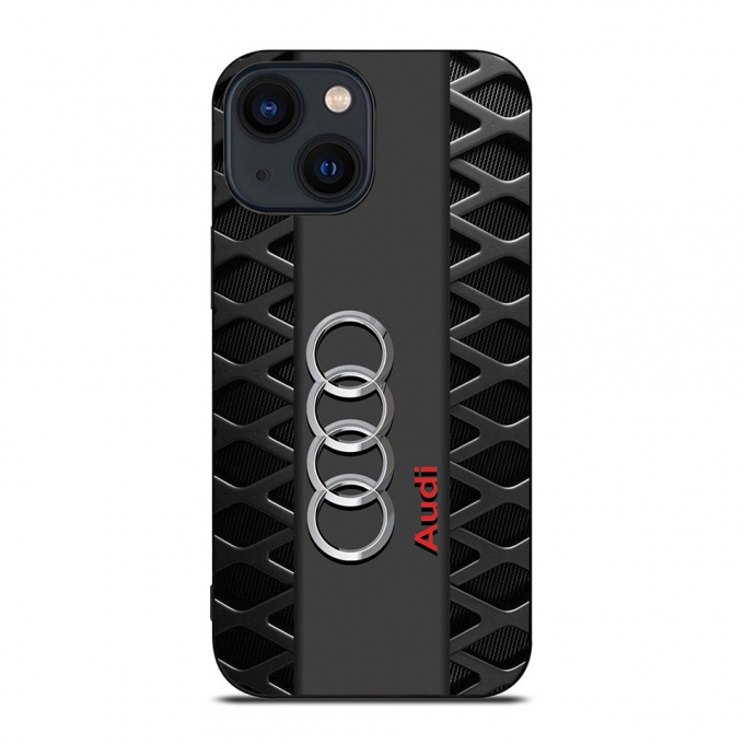 Audi iPhone case black with rhombus shapes and logo 017