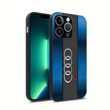 Audi iPhone case blue and gray with logo 019