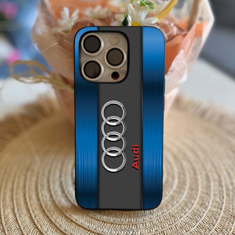 Audi iPhone case blue and gray with logo 019