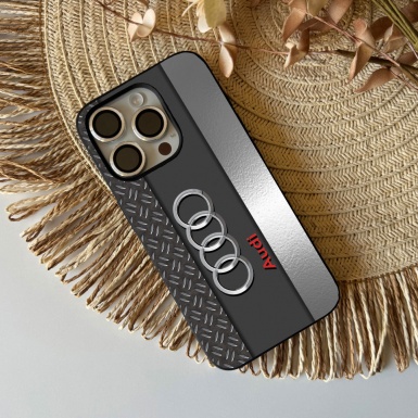 Audi iPhone case design light gray and dark with logo 020