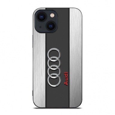 Audi iPhone phone case gray color metal type  with logo 023