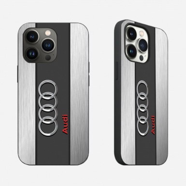 Audi iPhone phone case gray color metal type  with logo 023