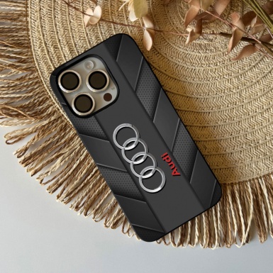 Audi 3D phone case black with logo in the center 025