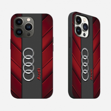 Audi iPhone phone case red and gray with logo in the center 026