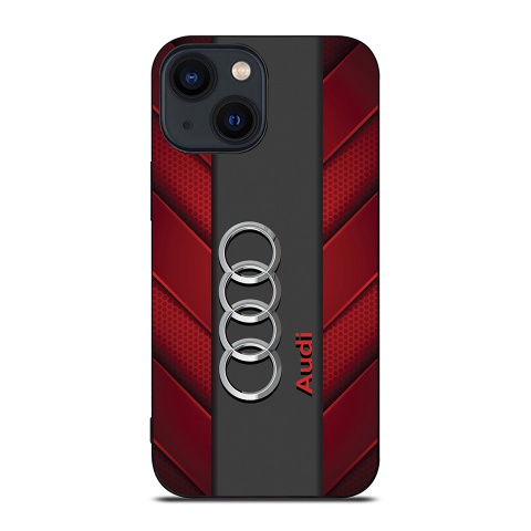 Audi iPhone phone case red and gray with logo in the center 026