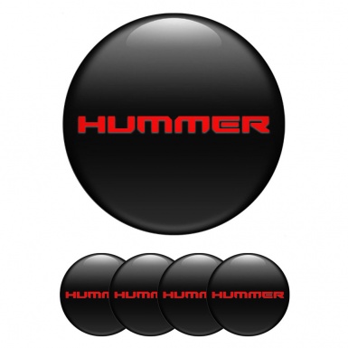 Hummer Wheel Emblem for Center Caps Black Red Design