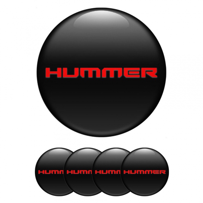 Hummer Wheel Emblem for Center Caps Black Red Design