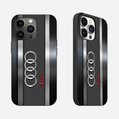 Audi phone case iphone gray stripes and logo in the center 027