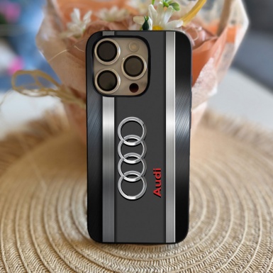 Audi phone case iphone gray stripes and logo in the center 027