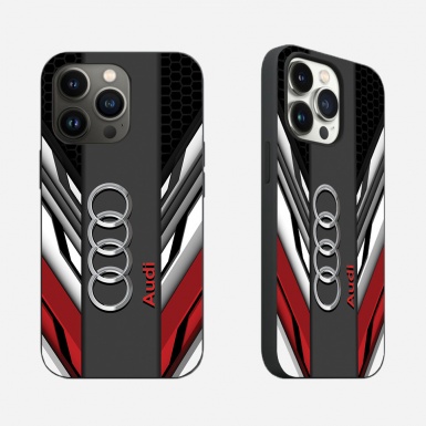 Audi white red and black style iPhone case with logo 030