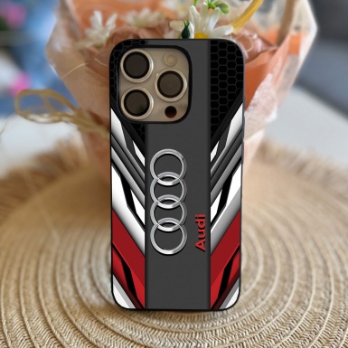 Audi white red and black style iPhone case with logo 030