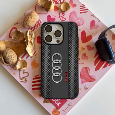 Audi case with imitation metal motifs with logo for iPhone 0031